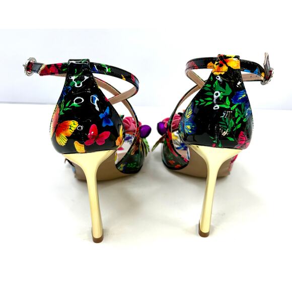 Betsey Johnson Mikah Floral Stiletto Sandals Heels Black Multi Size 5 NWT /Box - Picture 6 of 8
